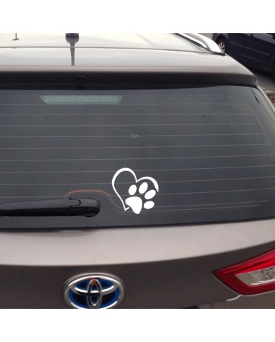 Adesivo per Auto a Forma di Zampa con Cuore
