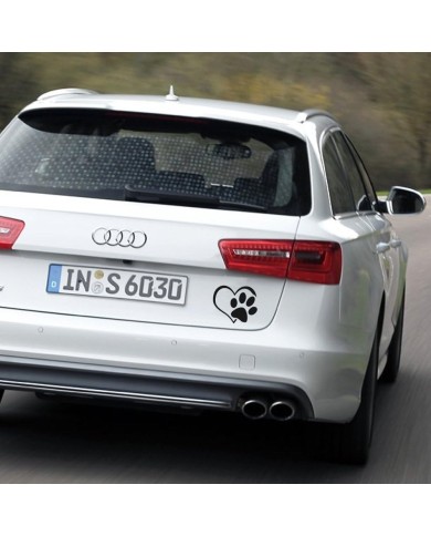 Adesivo per Auto a Forma di Zampa con Cuore